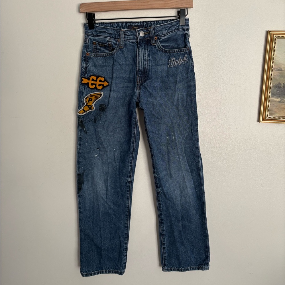 Polo Ralph Lauren Lynwood Relaxed Fit Graphic Patch Distressed Jean Boy size 10